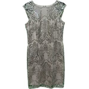 Emma Street Sequins Beige Silver Dress Size 6 Formal CocktailSpecial Occasion